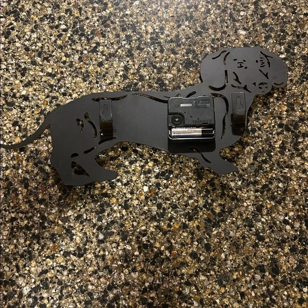 Like New Rare Metal Brown Dachshund Wall Clock